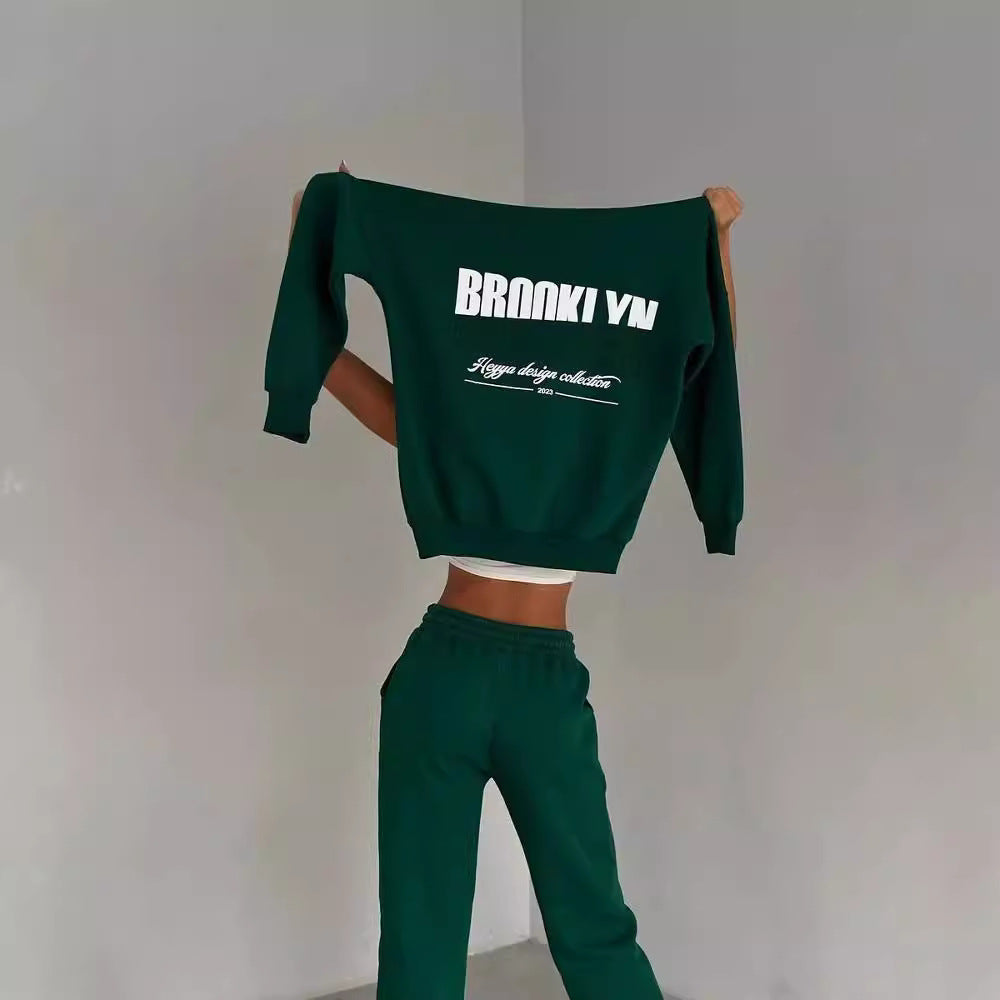Damen lässiger Fleece-Hoodie und Jogginghose Set mit praktischem Kordelzug und hochwertiger Baumwollmischung Drune