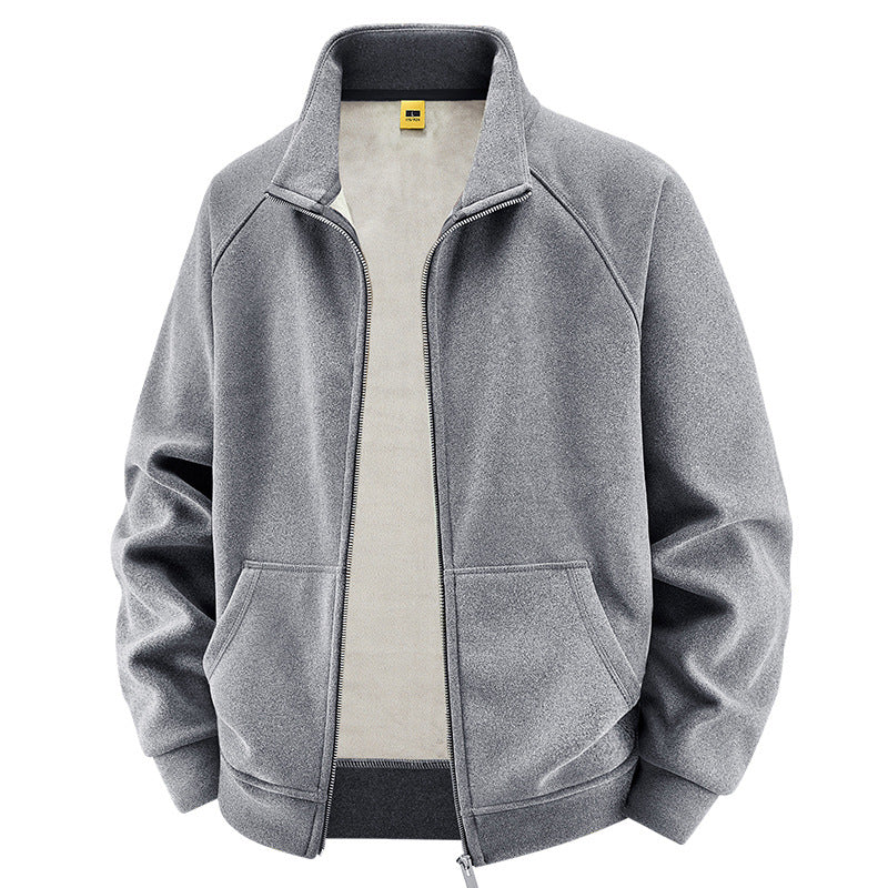 Herren Isolierte Plüschfutter-Sweatjacke mit Stehkragen und verdeckten Innentaschen Drune