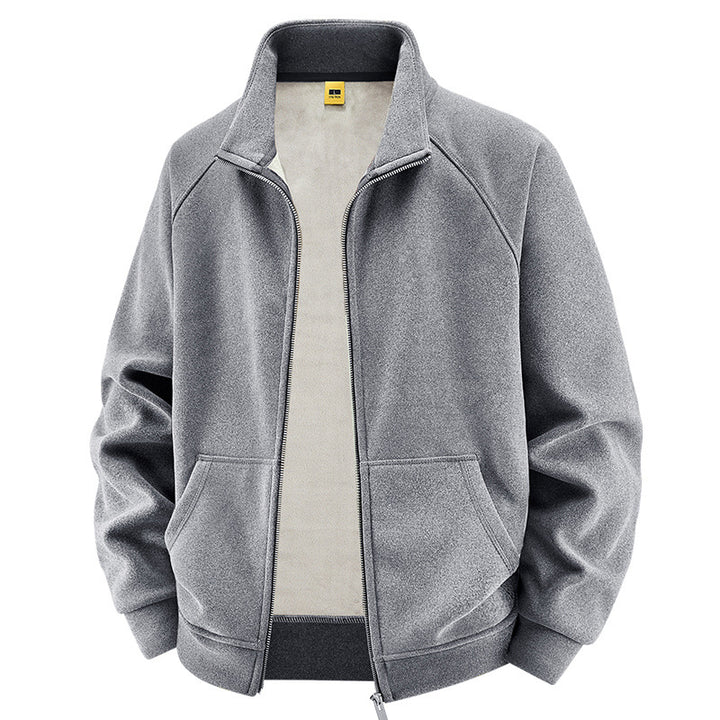 Herren Isolierte Plüschfutter-Sweatjacke mit Stehkragen und verdeckten Innentaschen Drune