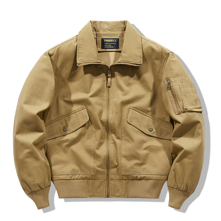 Männer's  schwergewicht utility zip jacke mit signature ärmel zip tasche und klappen cargo taschen Drune