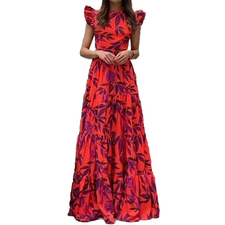 Damen Maxikleid mit Rüschendetails und floralem Design Drune