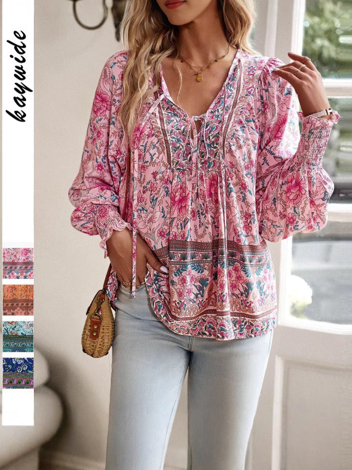 Damen Blusenshirt mit floralem Design und lässigem Schnitt Drune