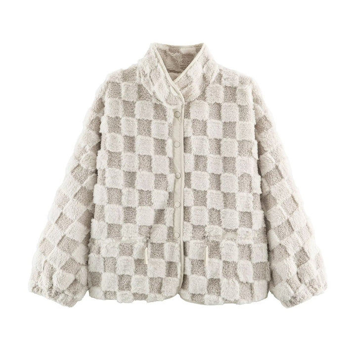 Damen Leichte wattierte Windjacke mit Stehkragen und Polka‑Dot‑Print Drune