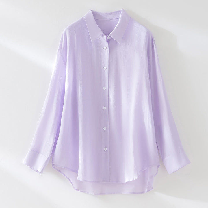 Damen Oversize-Hemdenbluse aus leichter Viskose‑Mischung mit klassischem Kragen Drune