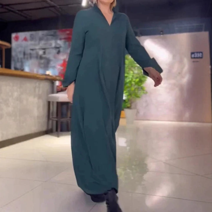 Damen Hemdblusenkleid mit praktischen Taschen und langen Ärmeln Drune
