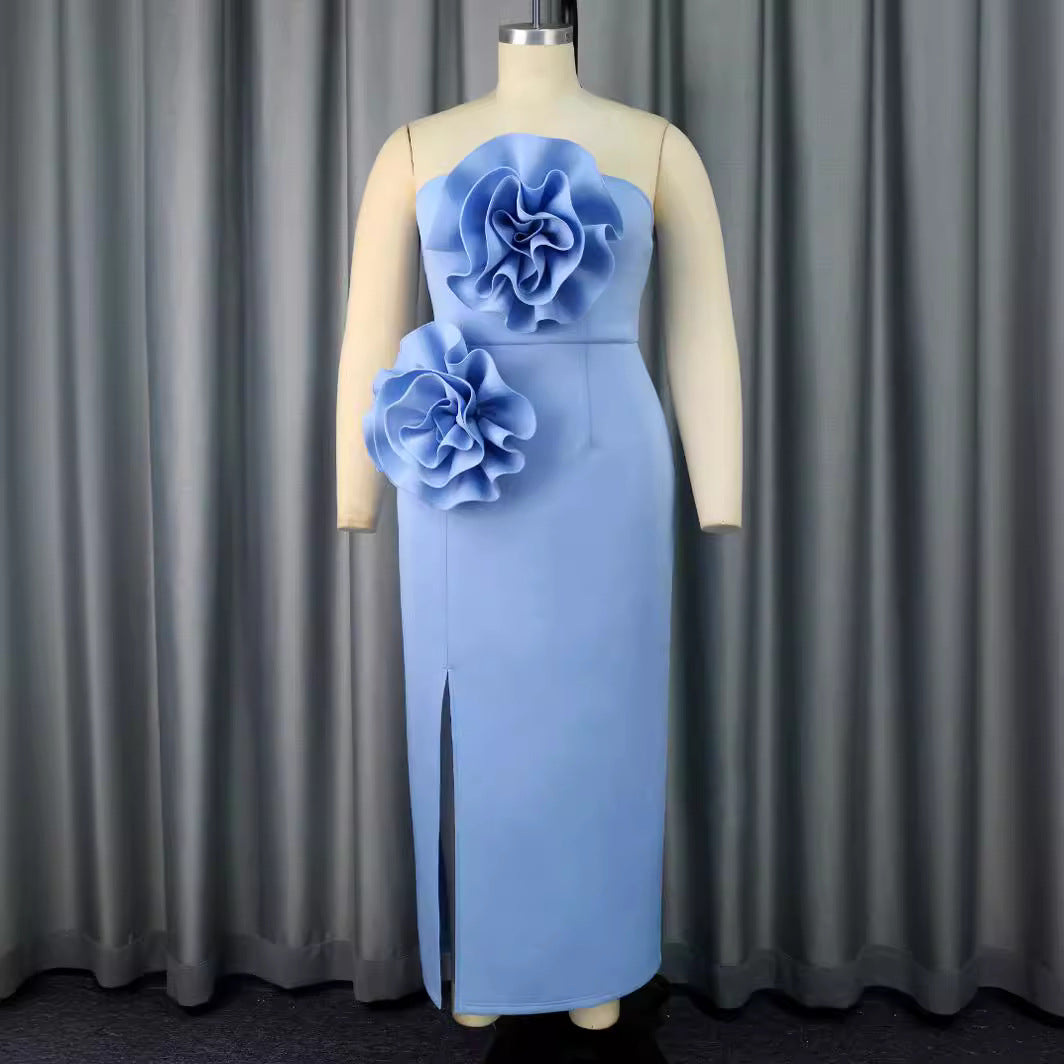 Damen Abendkleid mit voluminösen 3D-Blütenapplikationen Drune