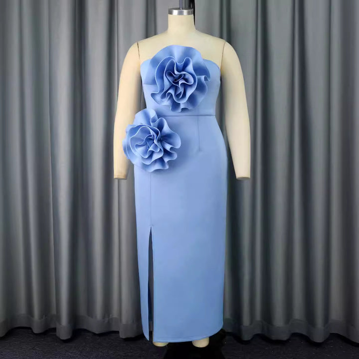 Damen Abendkleid mit voluminösen 3D-Blütenapplikationen Drune