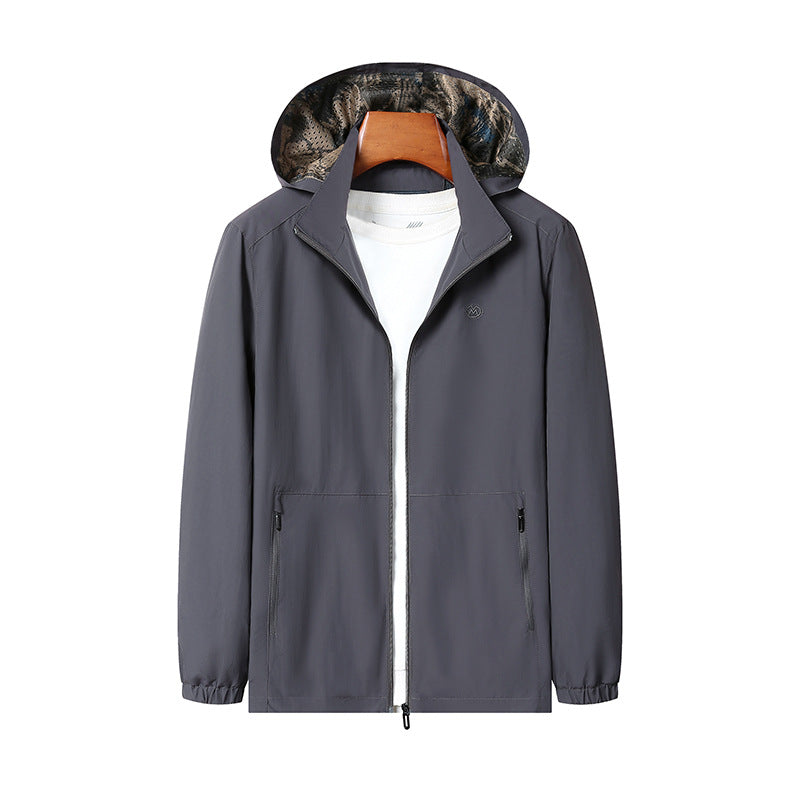 Herren Leichte Wind- und Wasserabweisende Kapuzenjacke mit Camouflage-Innenfutter Drune