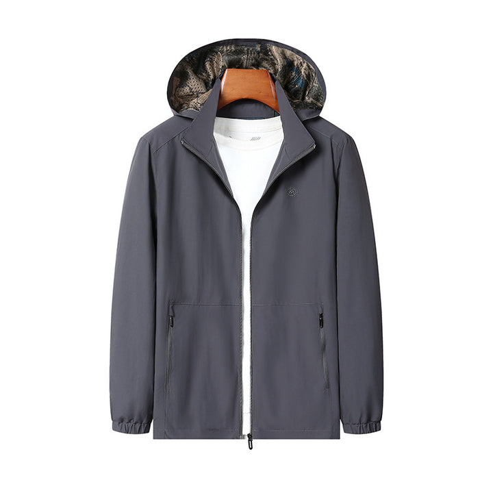 Herren Leichte Wind- und Wasserabweisende Kapuzenjacke mit Camouflage-Innenfutter Drune