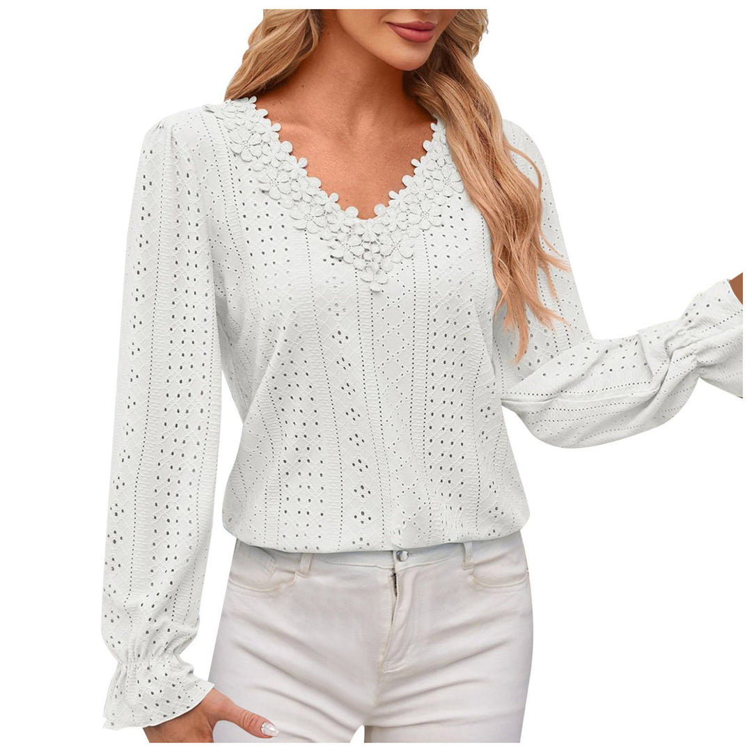 Damen Bluse mit dekorativem Spitzenkragen Drune