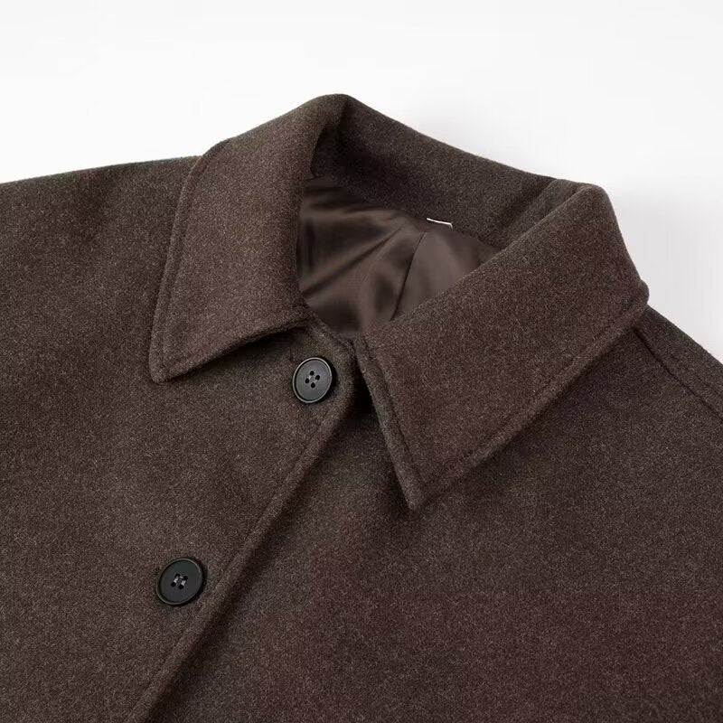 Damen lässige Wolljacke mit modernem Kragen und praktischen Eingrifftaschen Drune
