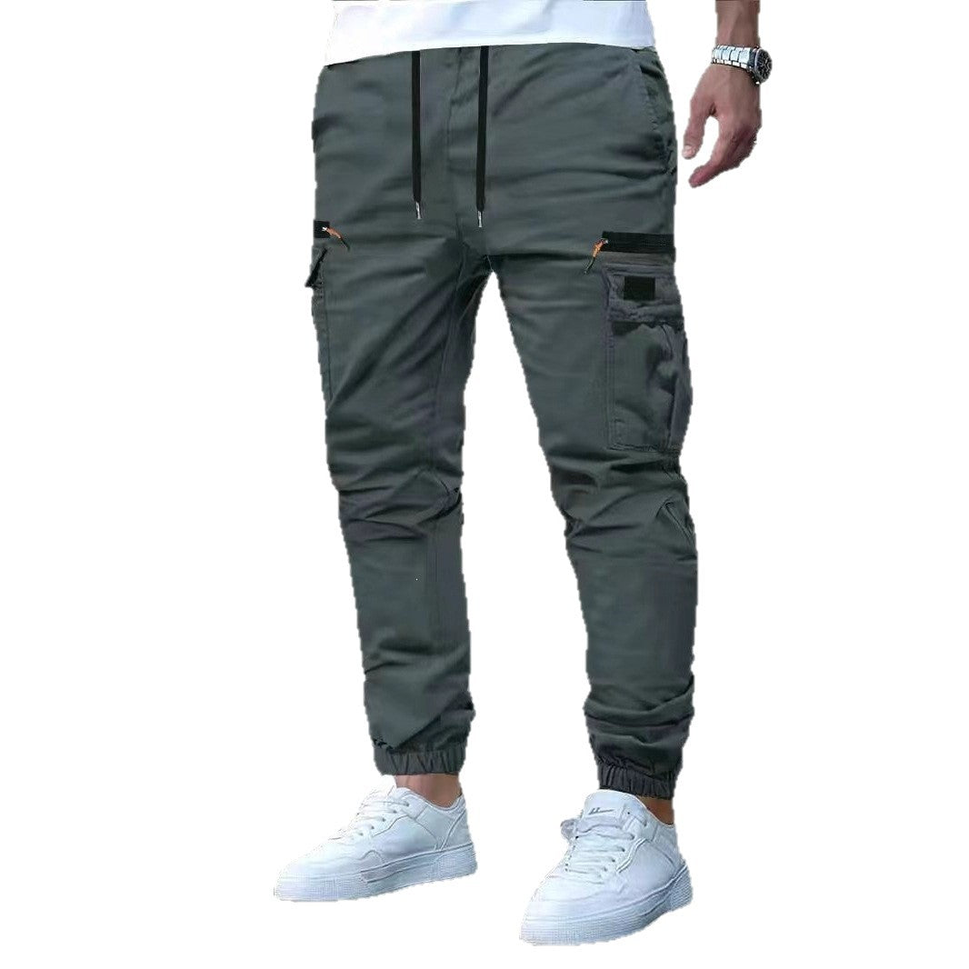 Herren Tapered Cargo-Jogginghose mit Tunnelzugbund, Reißverschlusstaschen & elastischen Bündchen Drune
