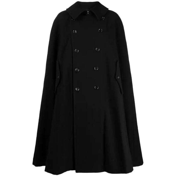 Herren zweireihiger Cape-Mantel aus Wollmix mit Umhangschnitt Drune