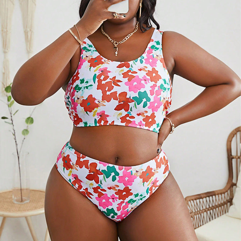 Damen Crop-Top Bikini mit floralem Muster Drune