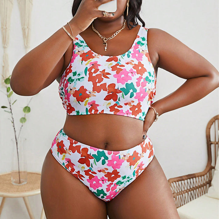 Damen Crop-Top Bikini mit floralem Muster Drune