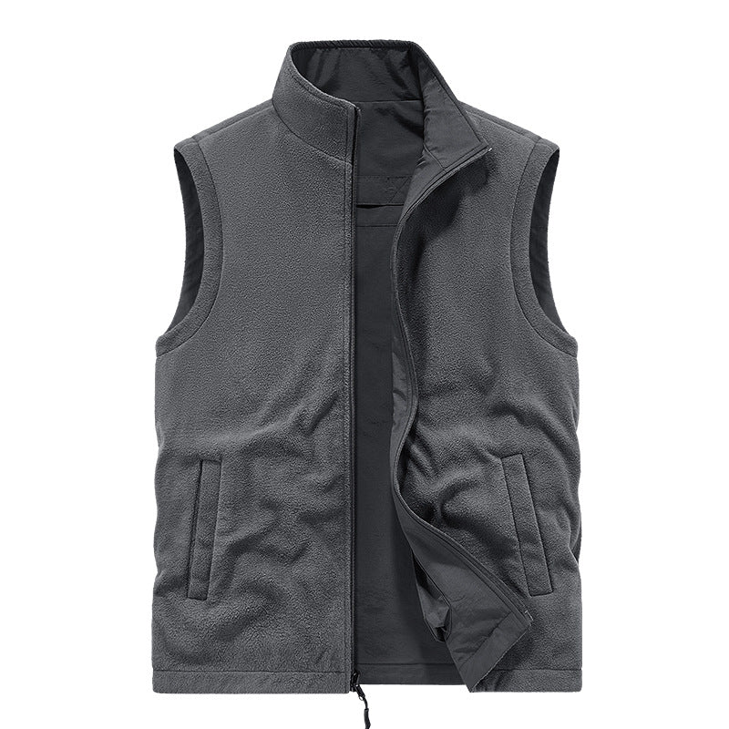 Herren Wattierte Utility-Weste mit Fleece-Innenfutter, Mehrfach-Taschen und Stehkragen Drune