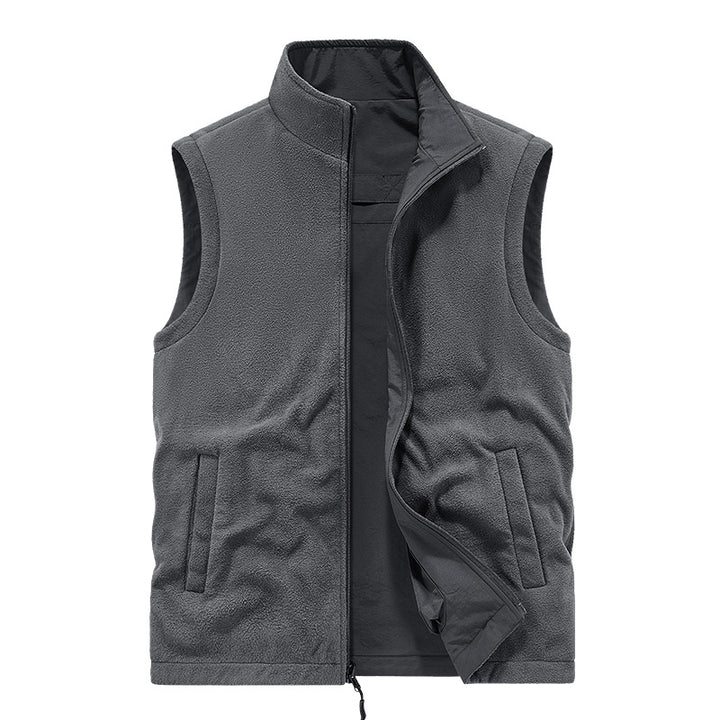 Herren Wattierte Utility-Weste mit Fleece-Innenfutter, Mehrfach-Taschen und Stehkragen Drune