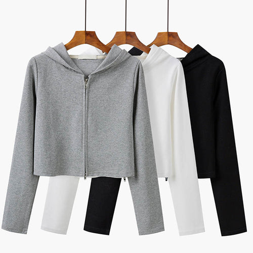 Damen Cropped Zip-Up Hoodie mit modernem Design Drune