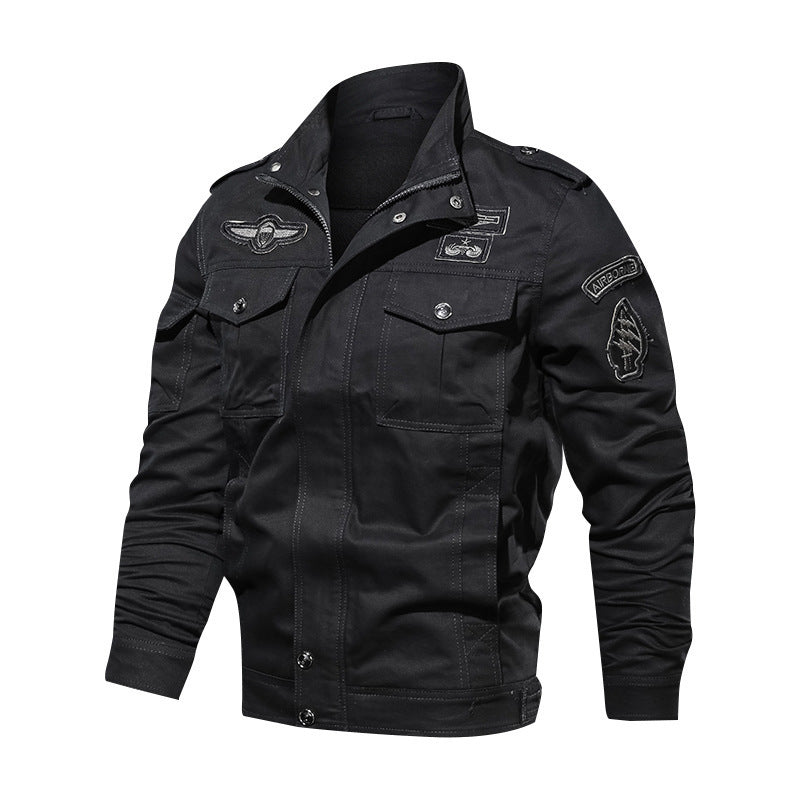 Herren nan Canvas-Pilotjacke mit Schulterpatten, aufgesetzten Klappentaschen und verstärkter Frontpartie Drune