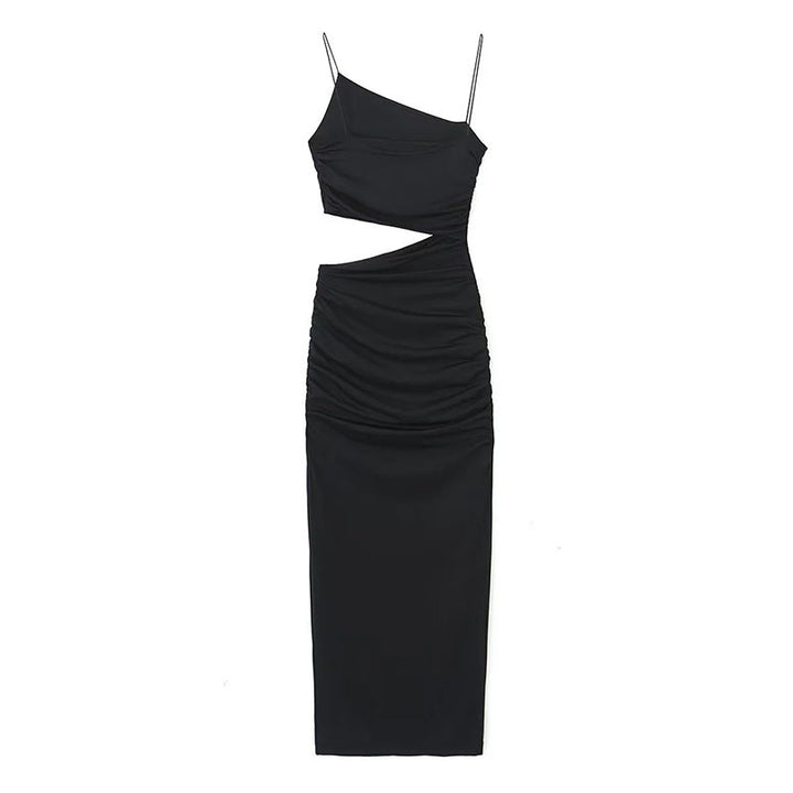 Damen Elegantes Cut-Out Maxikleid mit asymmetrischem Design und Raffung Drune