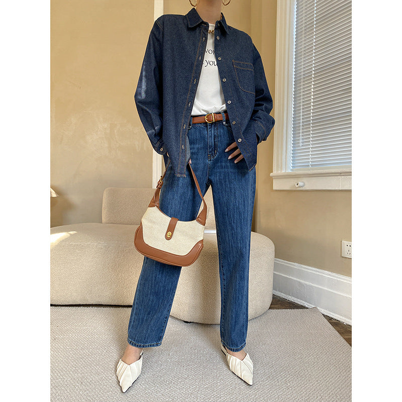 Damen lässige Denim-Überjacke Drune