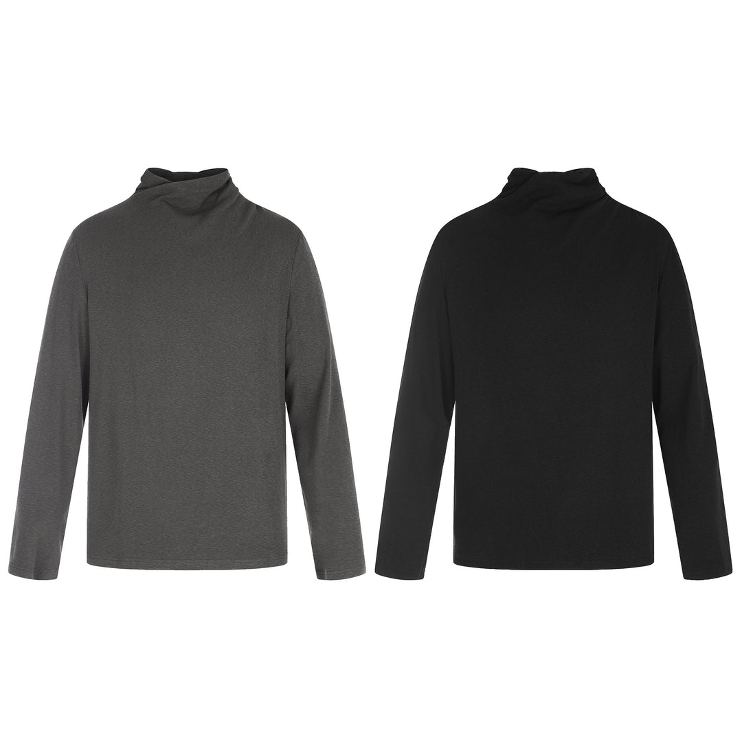 Damen Feines Baumwoll-Longsleeve mit gedrehtem Stehkragen und schmaler Silhouette Drune