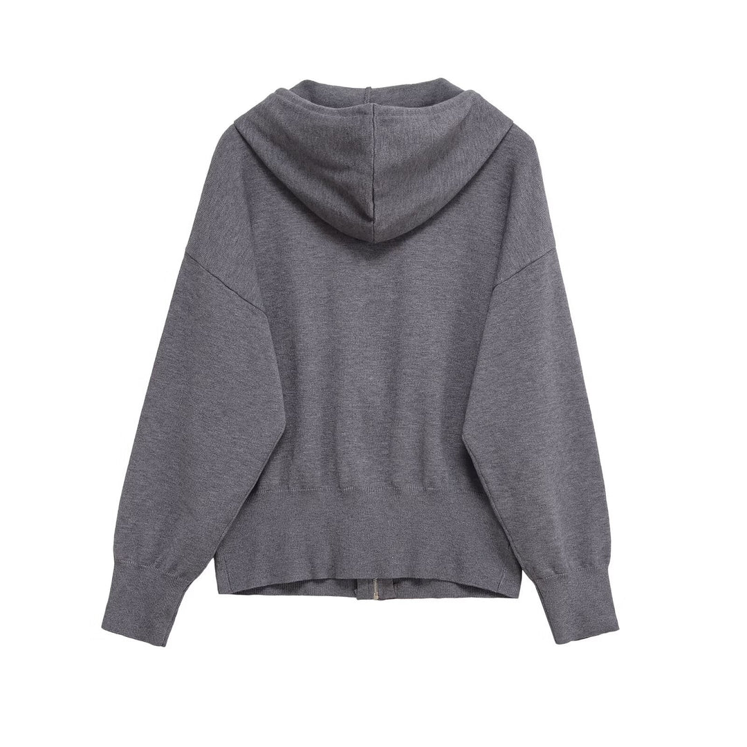 Damen lässige Kapuzenjacke mit Reißverschluss Drune