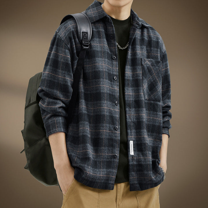Herren Lässiges Karomuster Hemdjacke Drune