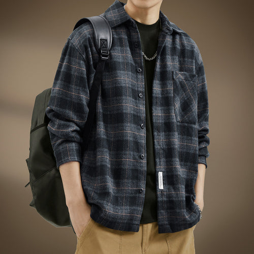 Herren Lässiges Karomuster Hemdjacke Drune