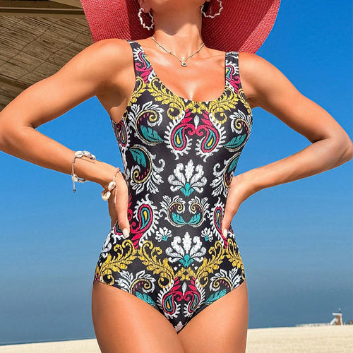 Damen Eleganter Einteiler Badeanzug mit floralem Design und modischen Akzenten Drune