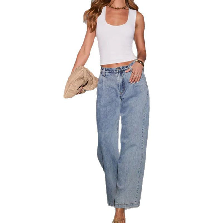 Damen Weite Jeanshose mit hohem Bund und lässigem Schnitt Drune