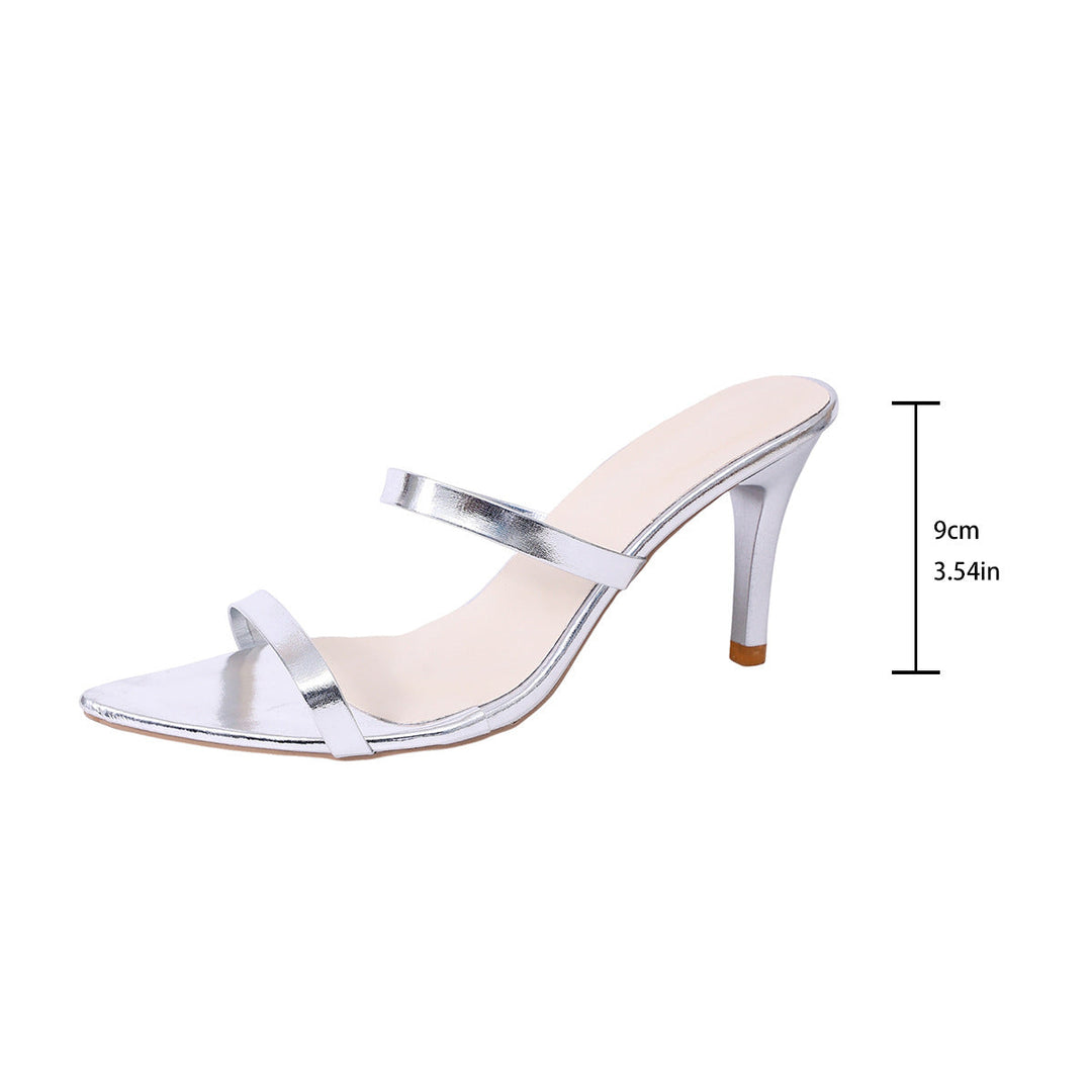 Damen Elegante Plateau-Hochhackige Sandalen mit doppeltem Riemen und spitzer Zehenpartie Drune
