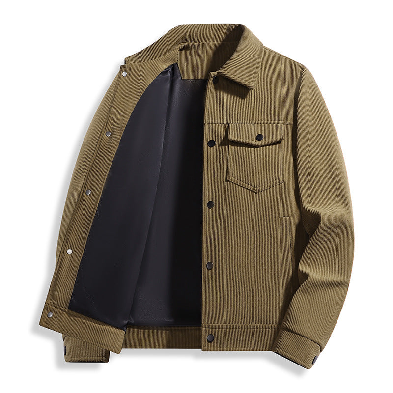 Herren Cord-Truckerjacke mit Thermofutter & Druckknopffront Drune