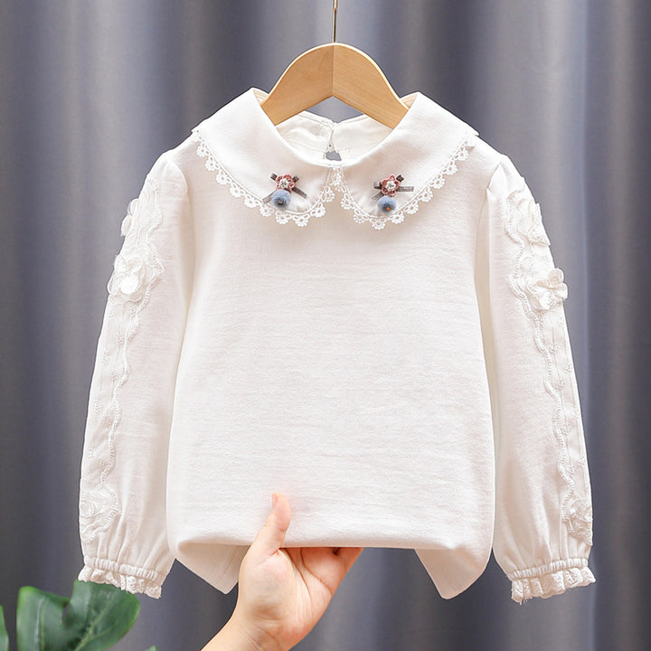 Mädchen Bluse mit elegantem Spitzenkragen und filigranen Akzenten Drune