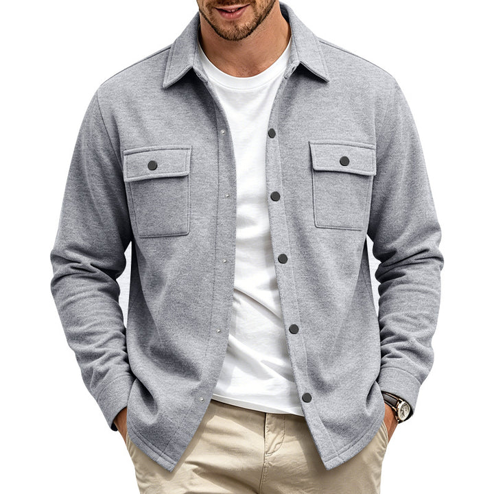 Herren Overshirt-Jacke aus Baumwollmischung mit Druckknöpfen und doppelten Brusttaschen Drune