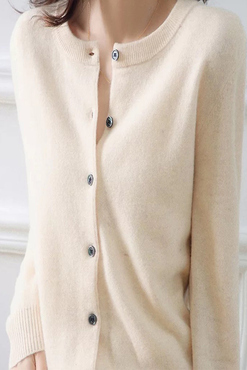 Damen Langärmliger Cardigan aus weichem Feinstrick mit Knopfleiste Drune