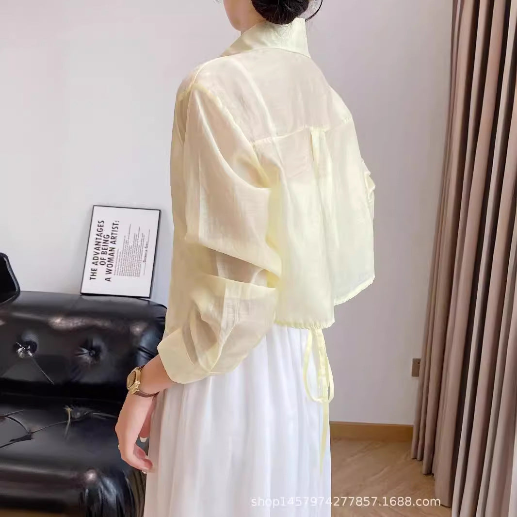 Damen leichte, transparente Bluse Drune