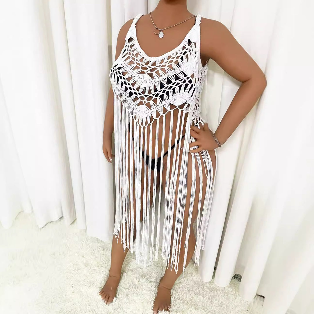 Damen Strandponcho mit Fransen Drune