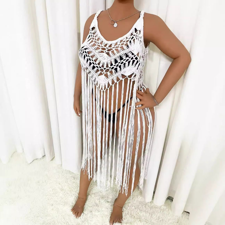 Damen Strandponcho mit Fransen Drune