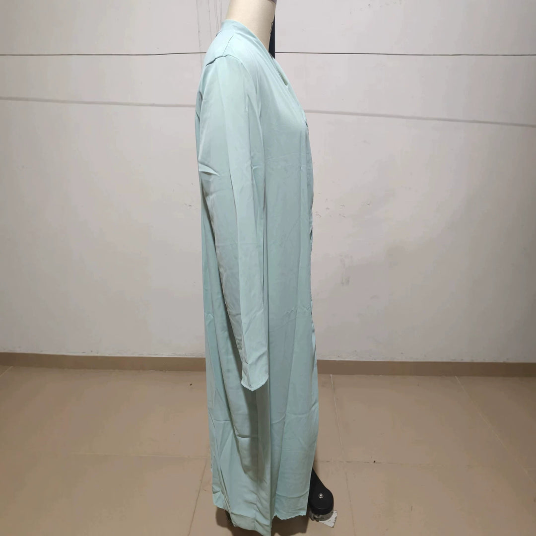 Damen Langer Kaftan‑Mantel mit fließender V‑Ausschnitt Drapierung Drune