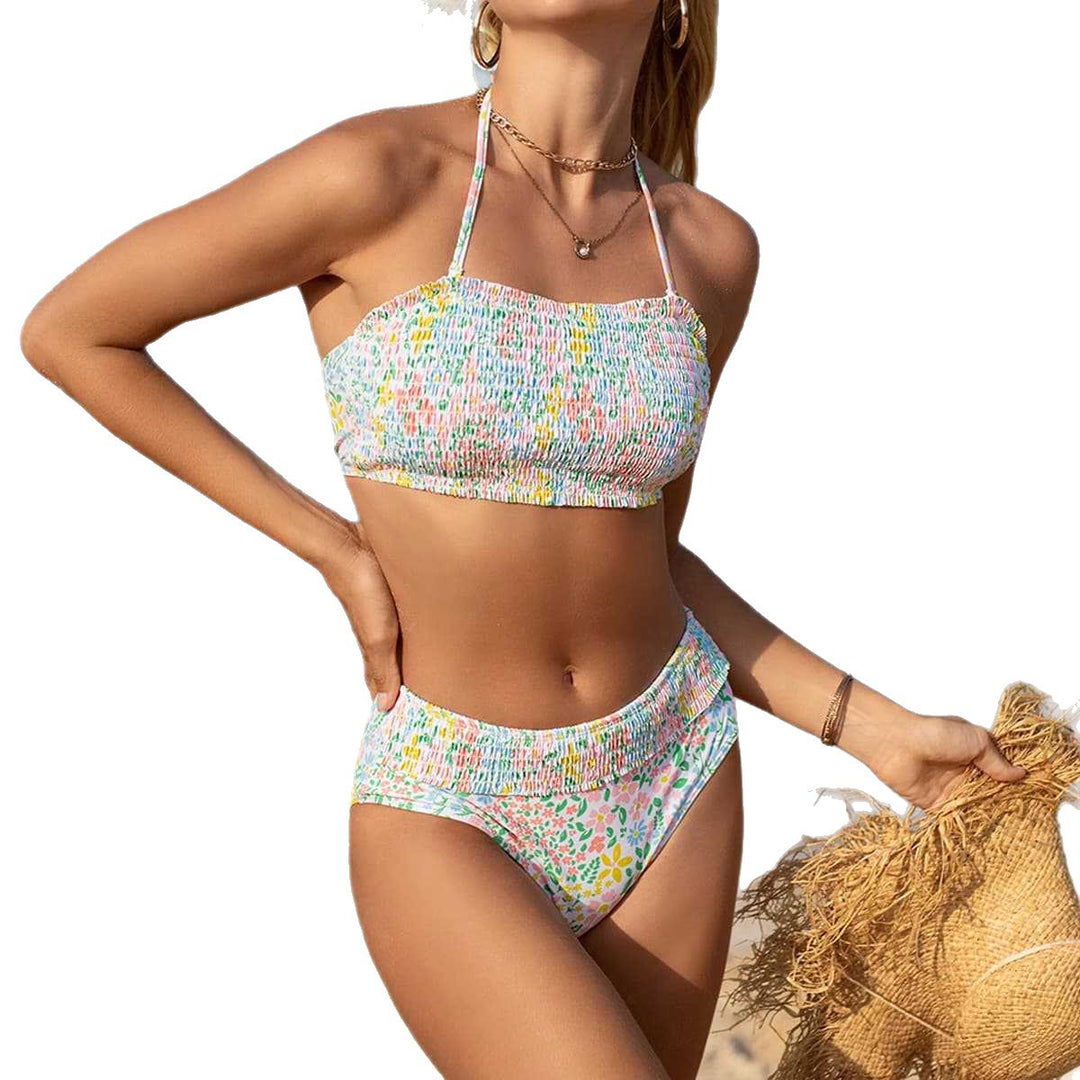 Damen Bandeau-Bikini mit floralen Details Drune