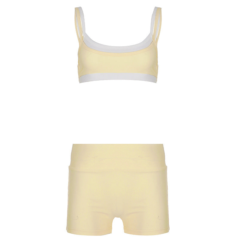 Damen Sportliches Zweiteiliges Set aus bequemem Material mit verstellbaren Trägern Drune
