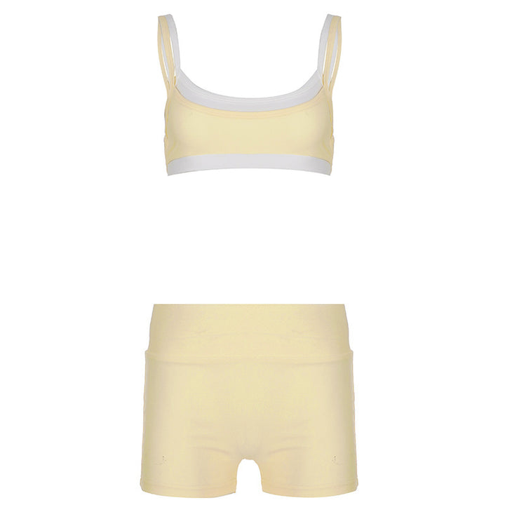 Damen Sportliches Zweiteiliges Set aus bequemem Material mit verstellbaren Trägern Drune