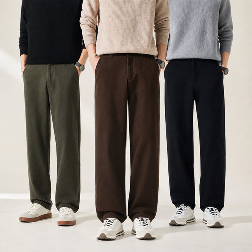 Herren Weitgeschnittene Freizeithose mit geradem Bein und seitlichen Eingrifftaschen Drune