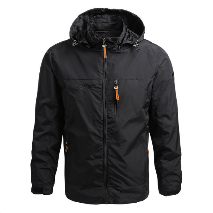 Herren Atmungsaktive Softshell Outdoorjacke mit verstellbarer Kapuze und Reißverschlusstaschen Drune