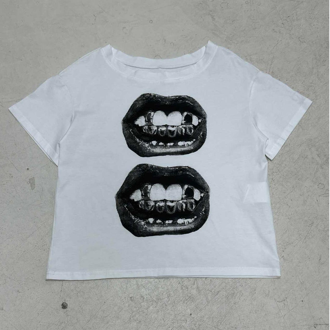 Damen T-Shirt mit glitzerndem Kreuzdesign und lässigem Schnitt Drune