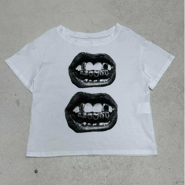 Damen T-Shirt mit glitzerndem Kreuzdesign und lässigem Schnitt Drune
