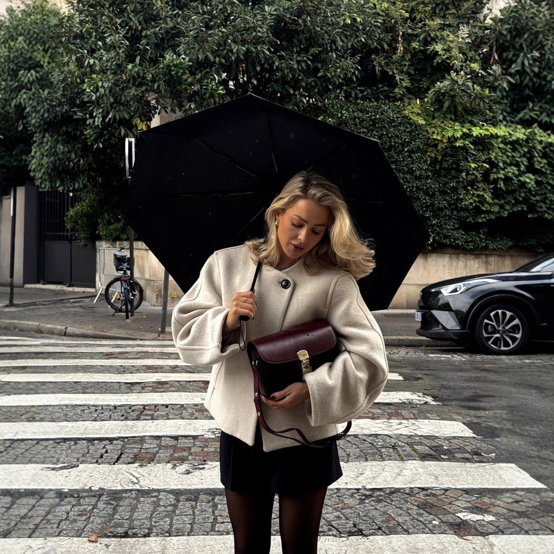 Damen elegante Kurzjacke im minimalistischen Design mit praktischem Knopf Drune