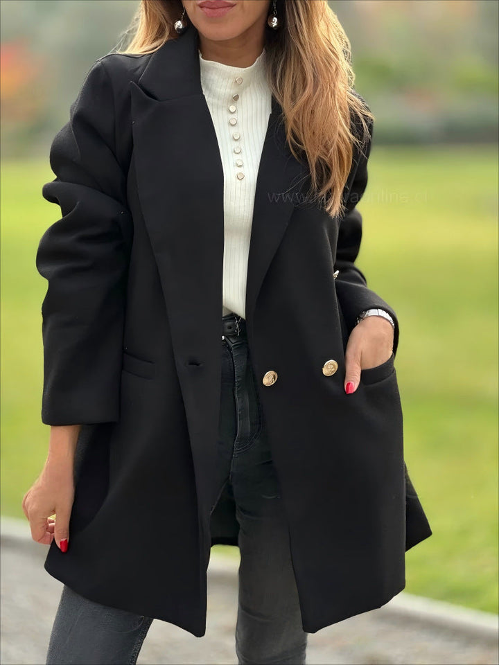 Damen eleganter Oversized Blazer mit doppelter Knopfleiste Drune
