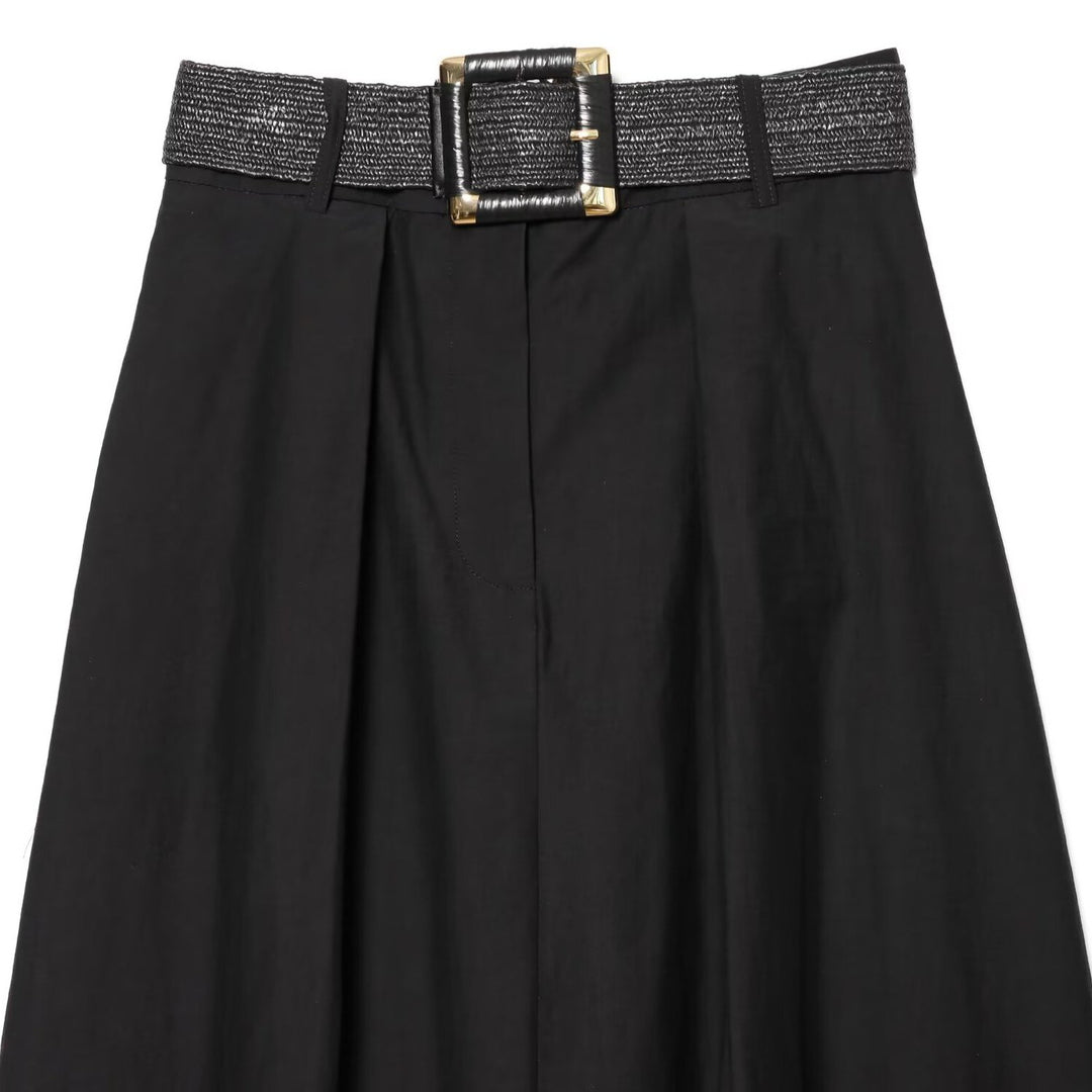 Damen High-Waist Maxirock mit Kellerfalten und dekorativem Taillengürtel Drune